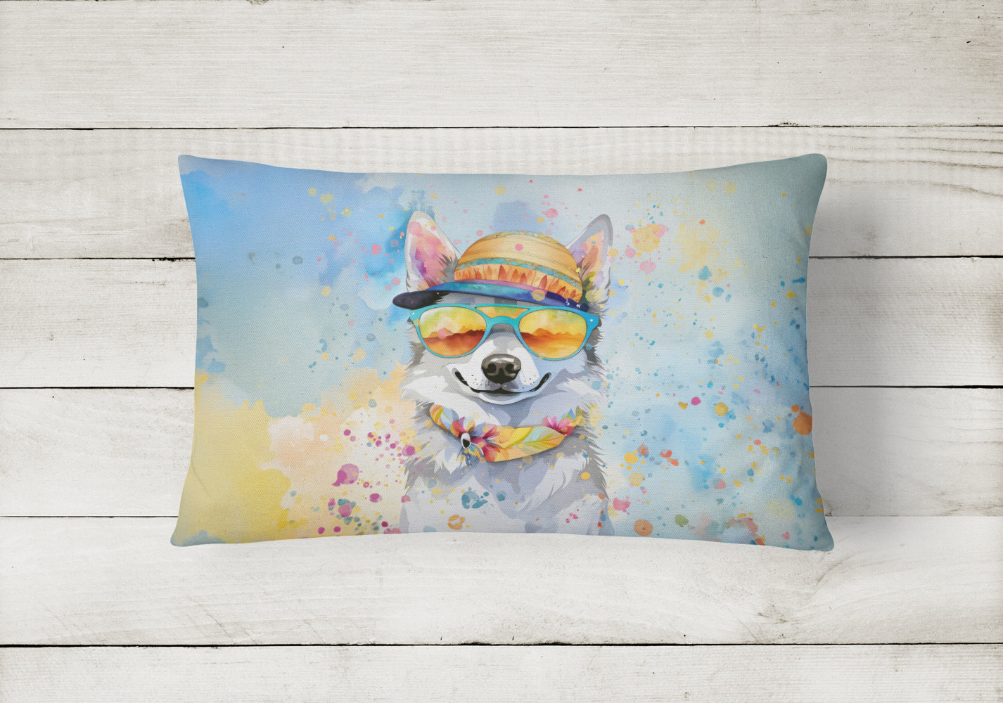 Alaskan Klee Kai Hippie Dawg Fabric Decorative Pillow