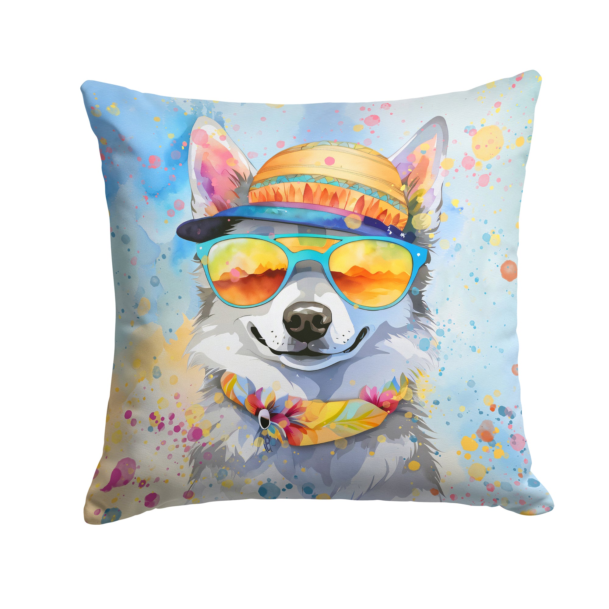 Buy this Alaskan Klee Kai Hippie Dawg Fabric Decorative Pillow