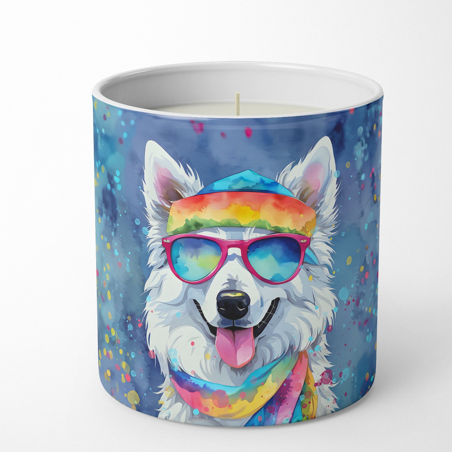 Buy this American Eskimo Hippie Dawg Decorative Soy Candle