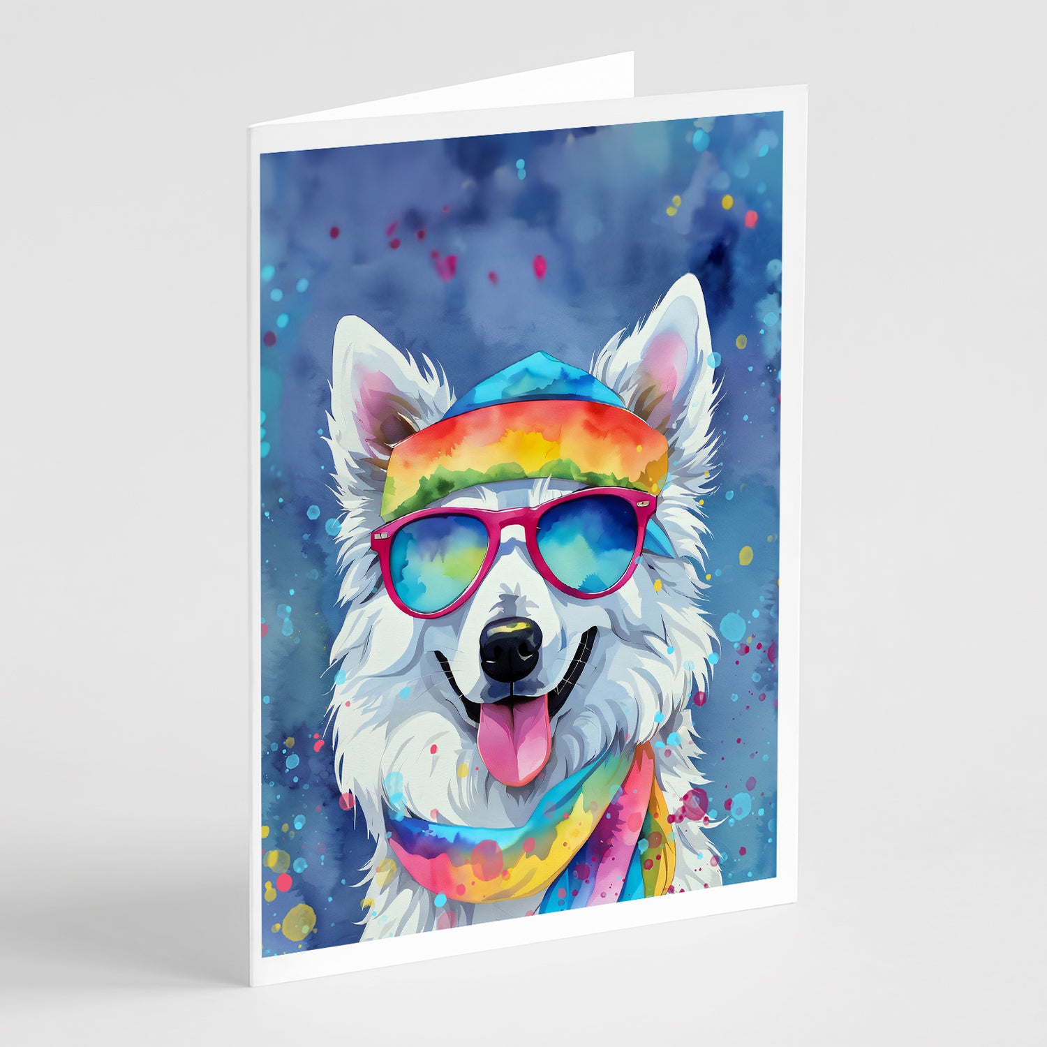Buy this American Eskimo Hippie Dawg Greeting Cards Pack of 8