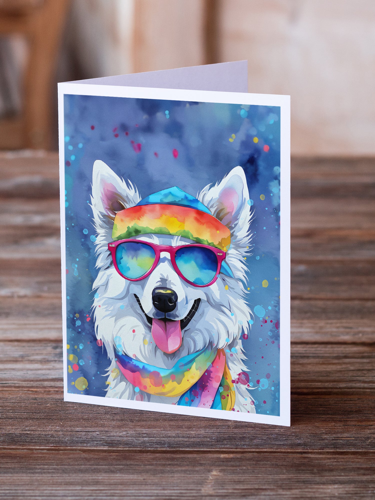American Eskimo Hippie Dawg Greeting Cards Pack of 8