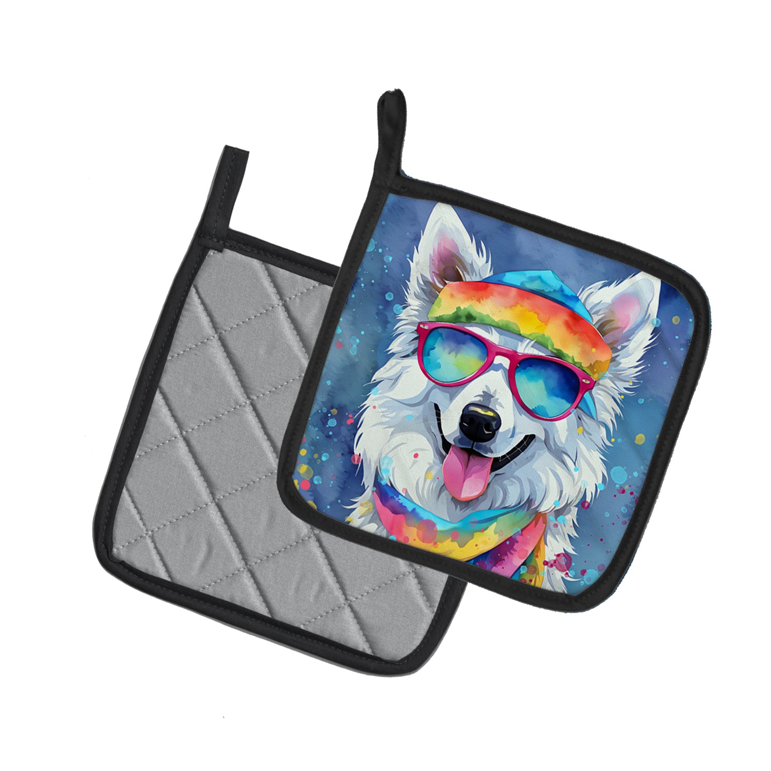 Buy this American Eskimo Hippie Dawg Pair of Pot Holders
