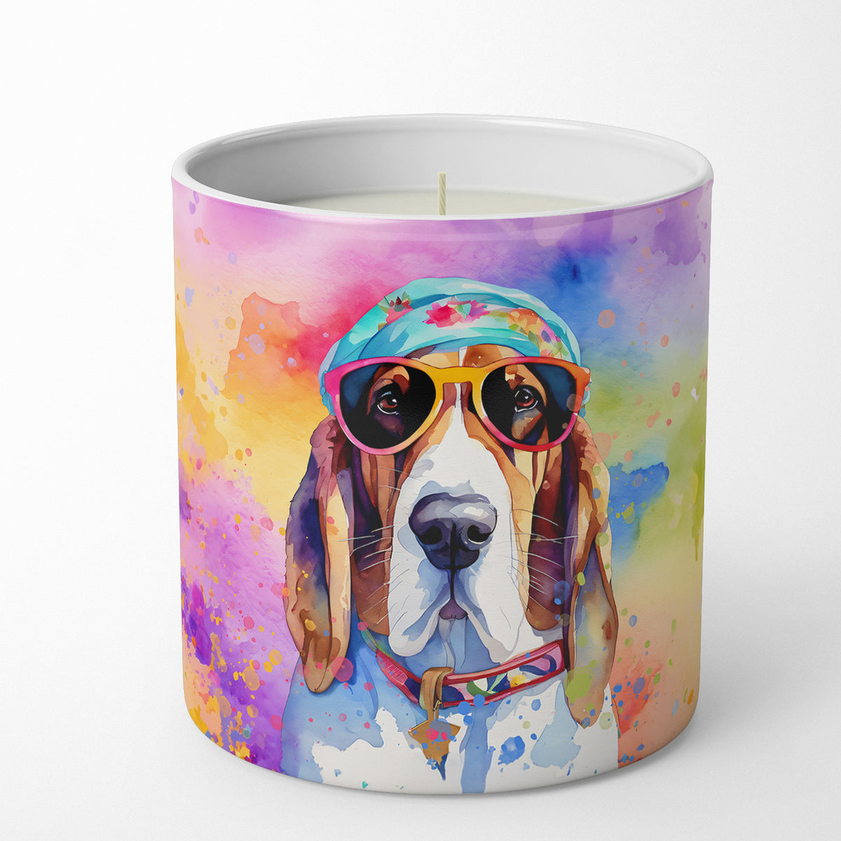 Buy this Basset Hound Hippie Dawg Decorative Soy Candle