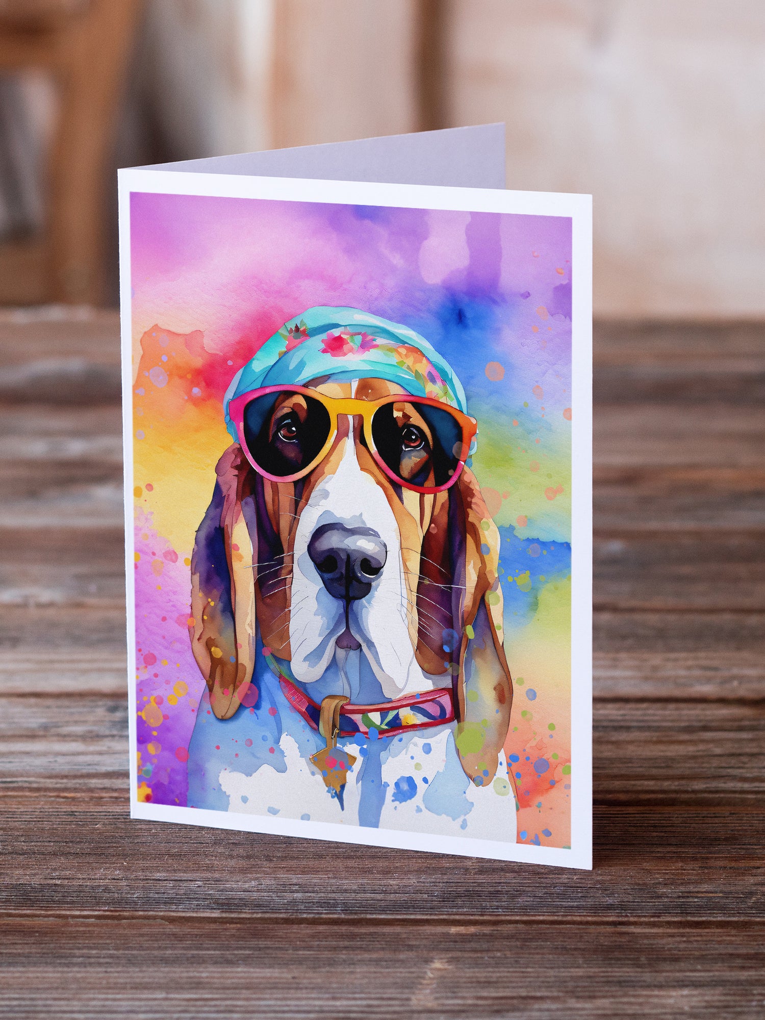 Buy this Basset Hound Hippie Dawg Greeting Cards Pack of 8