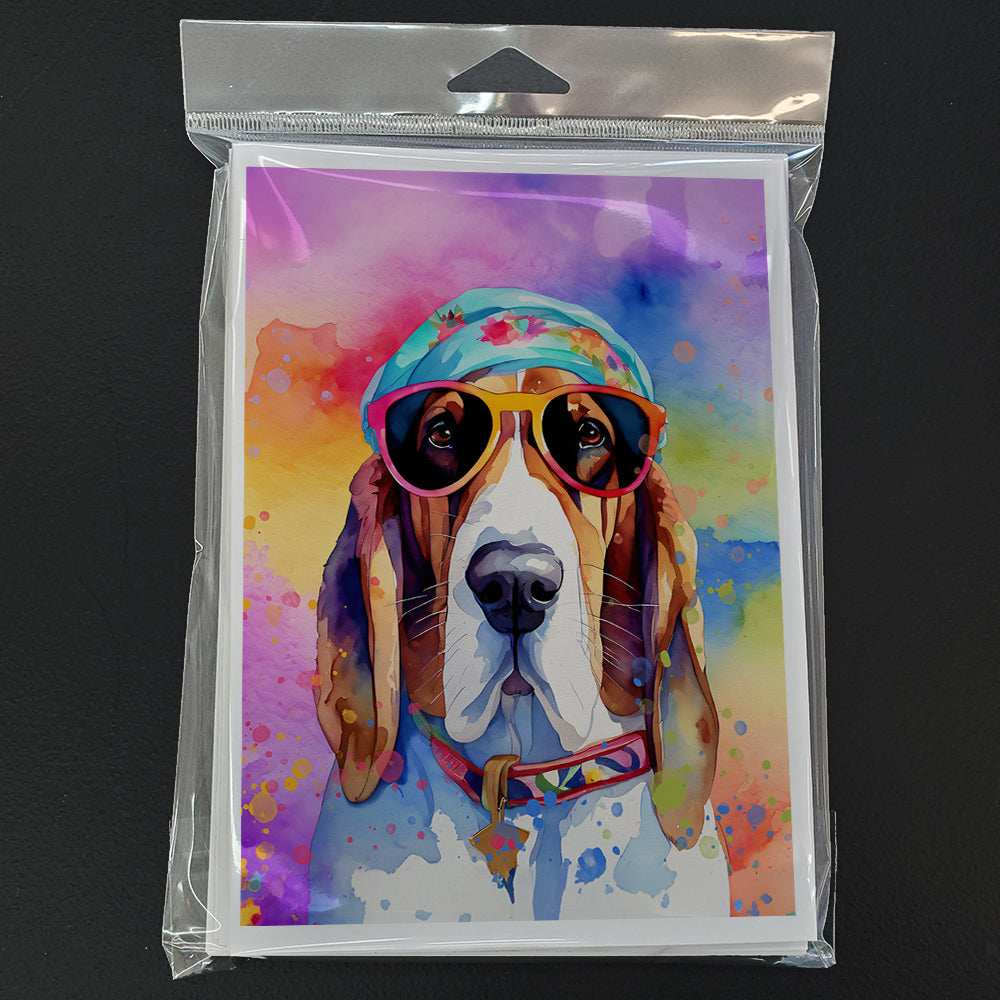 Basset Hound Hippie Dawg Greeting Cards Pack of 8