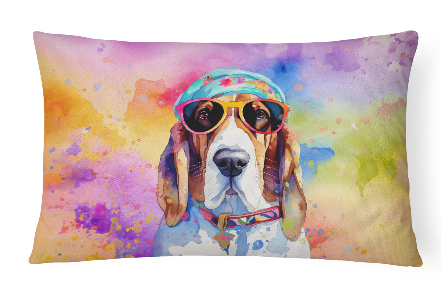 Buy this Basset Hound Hippie Dawg Fabric Decorative Pillow