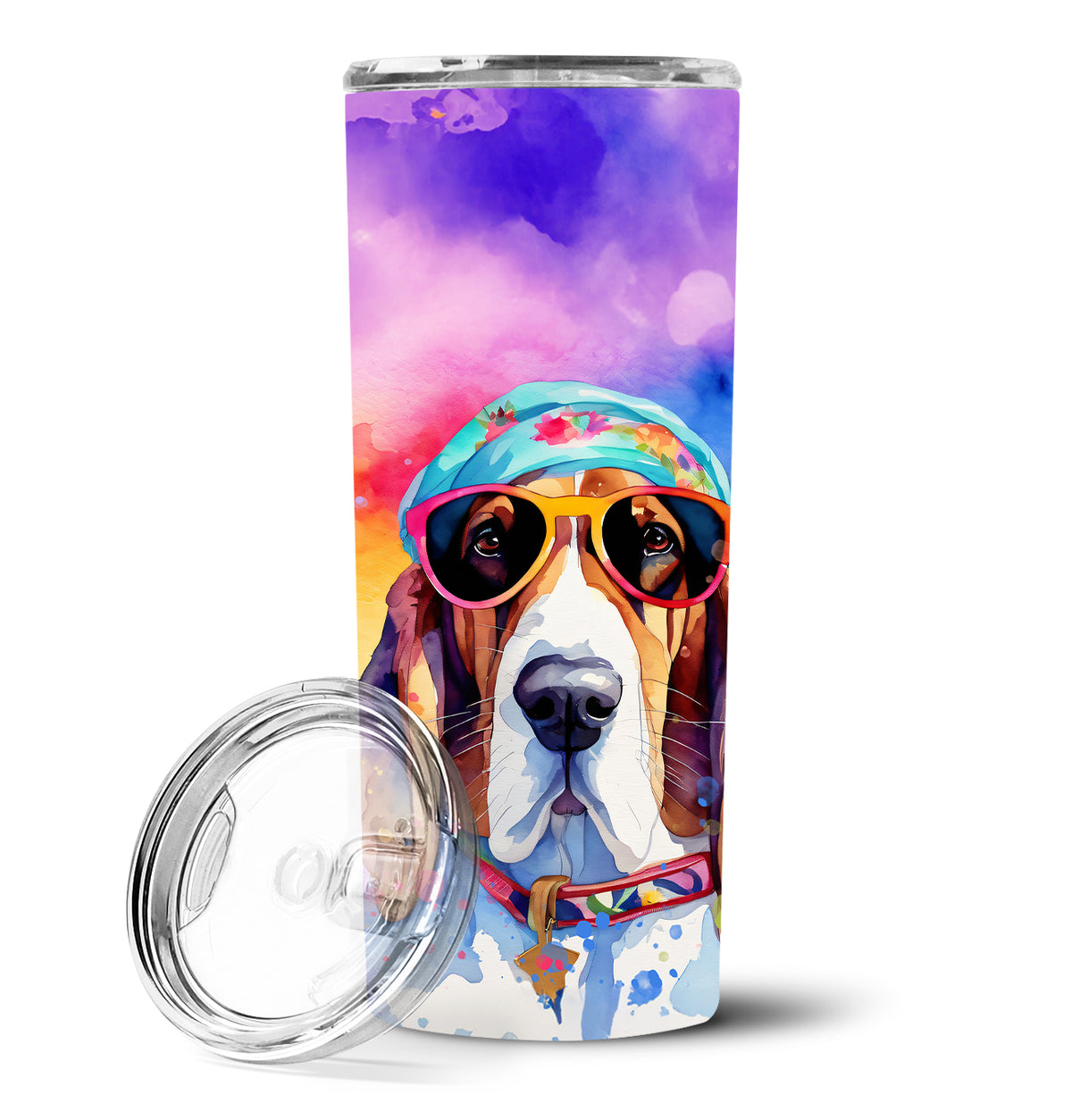 Buy this Basset Hound Hippie Dawg Stainless Steel Skinny Tumbler