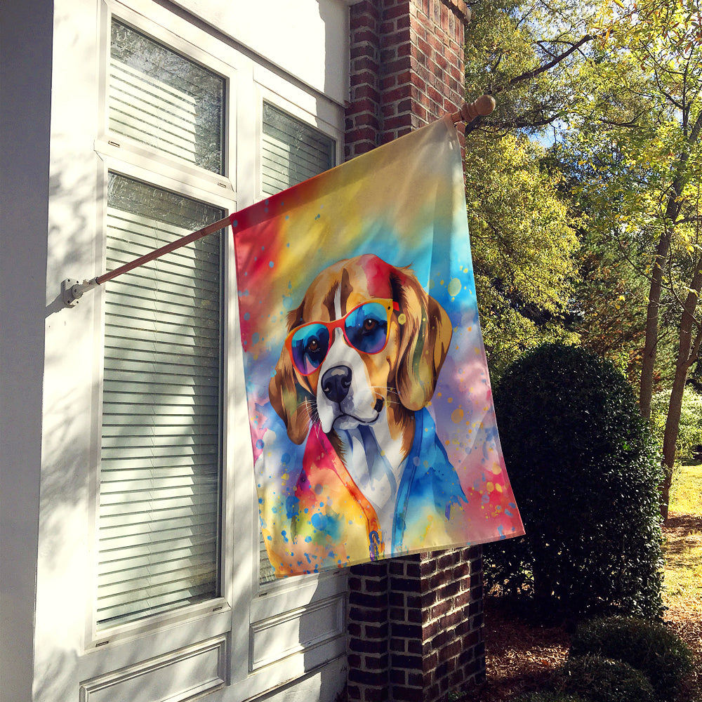 Beagle Hippie Dawg House Flag
