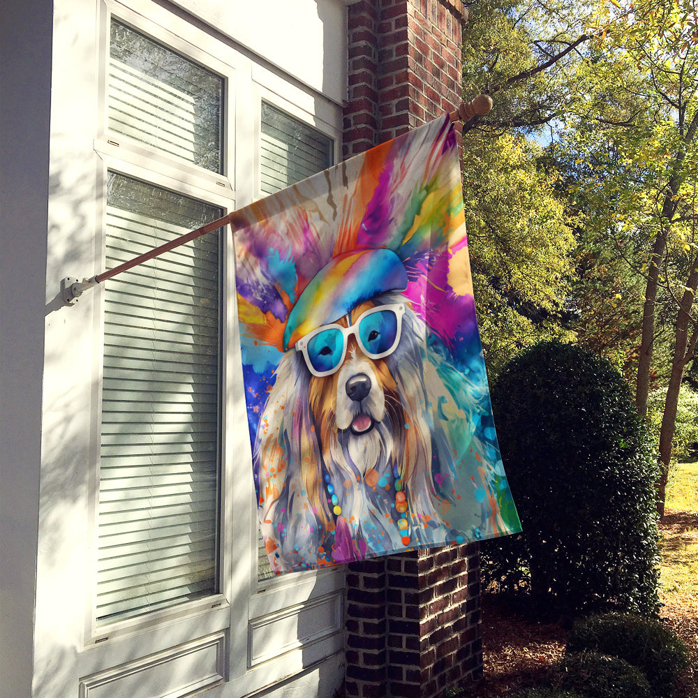 Bearded Collie Hippie Dawg House Flag