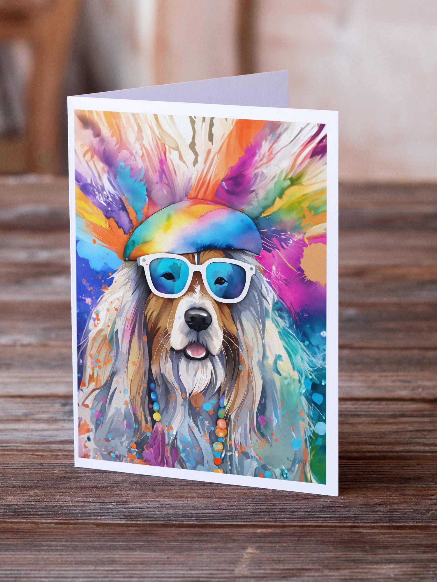 Buy this Bearded Collie Hippie Dawg Greeting Cards Pack of 8