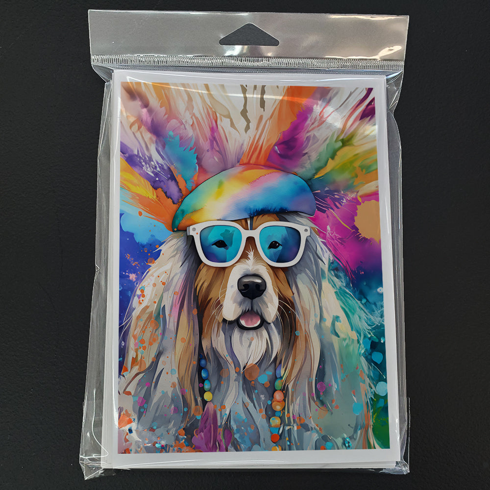 Bearded Collie Hippie Dawg Greeting Cards Pack of 8