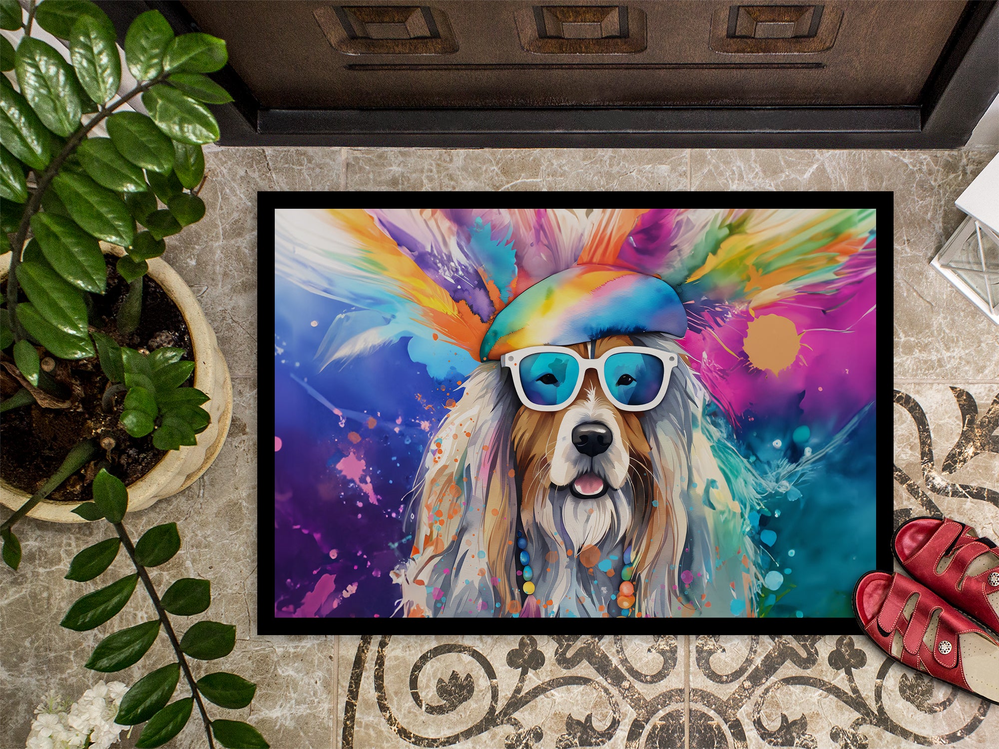 Bearded Collie Hippie Dawg Doormat