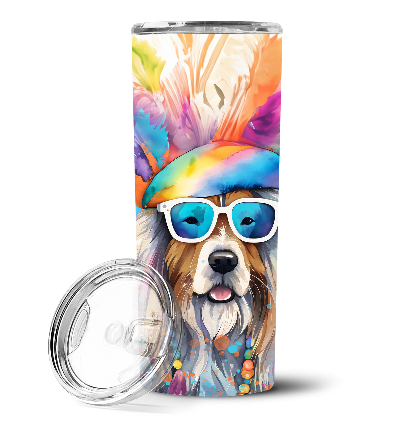 Buy this Bearded Collie Hippie Dawg Stainless Steel Skinny Tumbler
