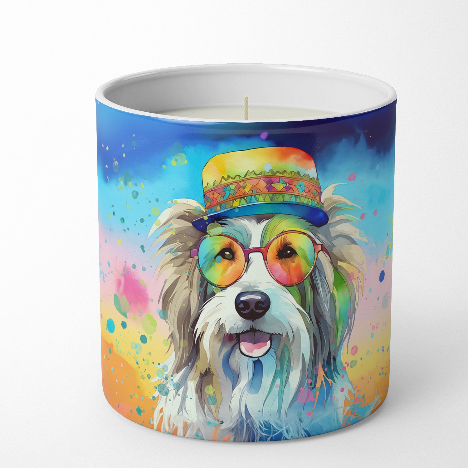 Bearded Collie Hippie Dawg Decorative Soy Candle
