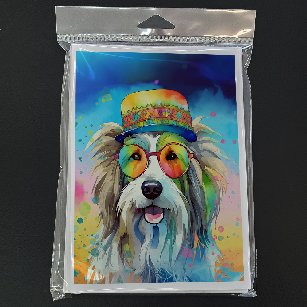 Bearded Collie Hippie Dawg Greeting Cards Pack of 8