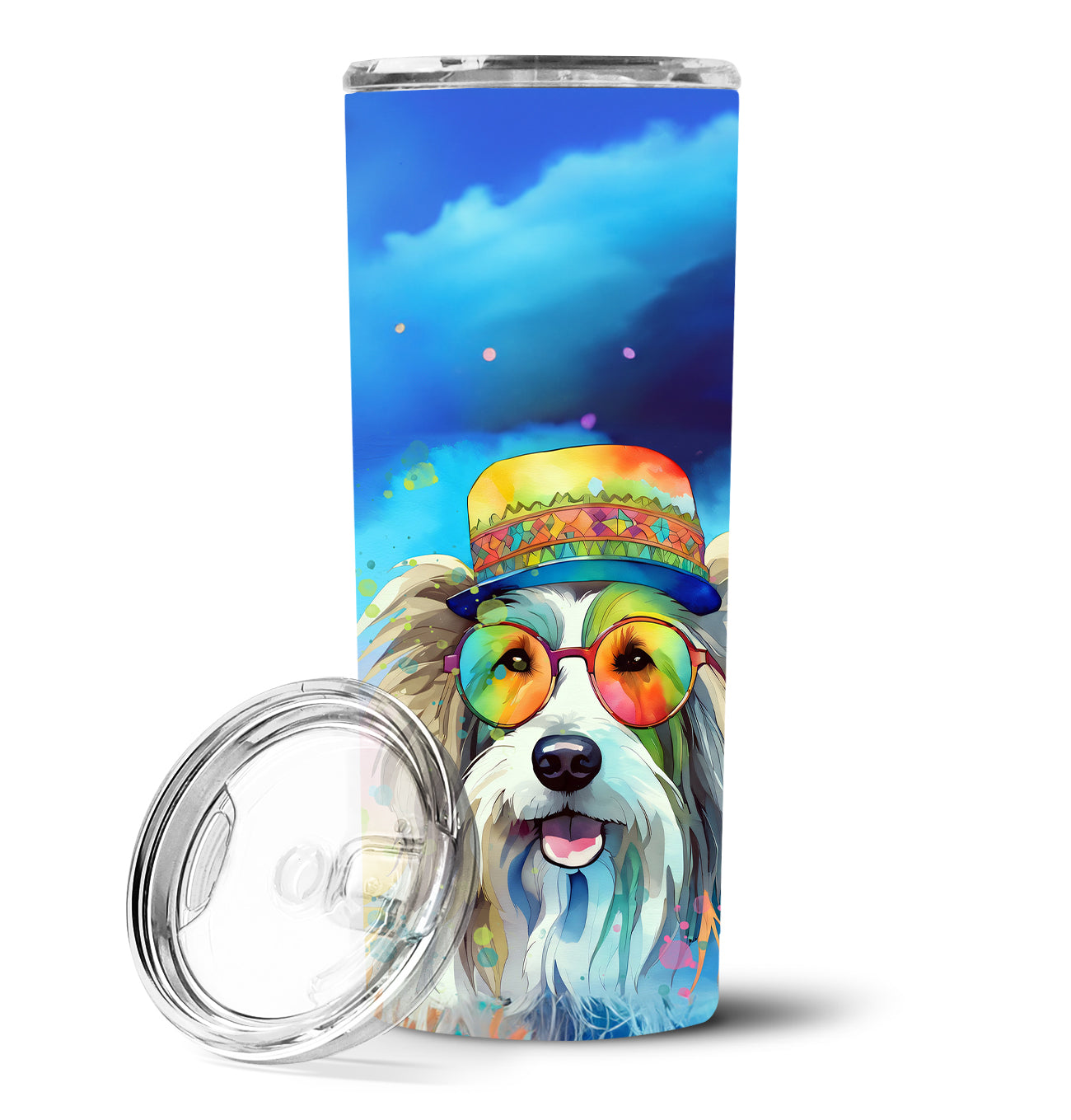 Buy this Bearded Collie Hippie Dawg Stainless Steel Skinny Tumbler
