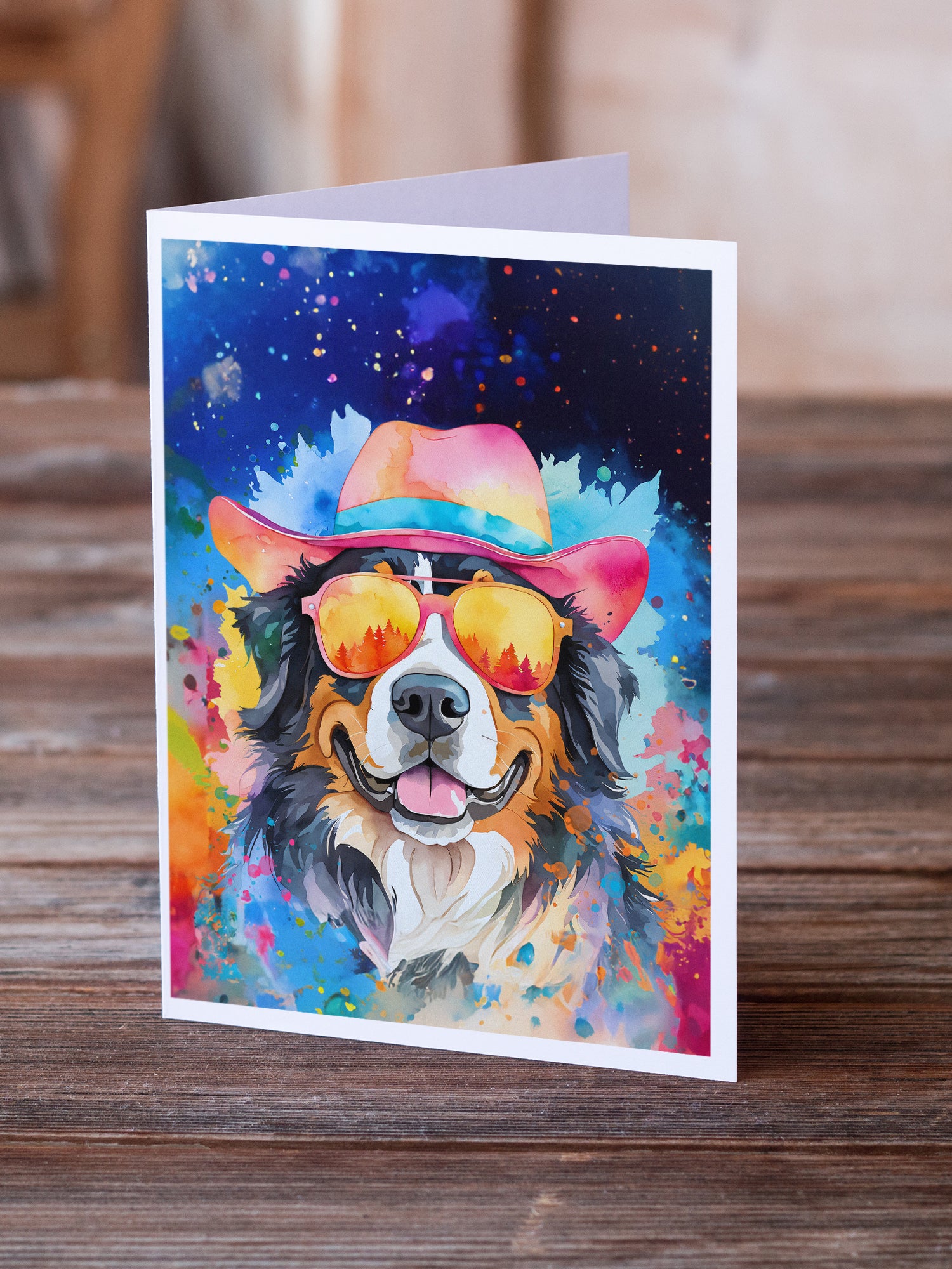 Bernese Mountain Dog Hippie Dawg Greeting Cards Pack of 8