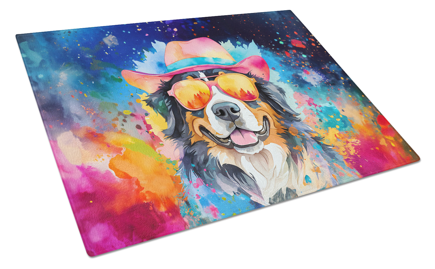 Buy this Bernese Mountain Dog Hippie Dawg Glass Cutting Board Large