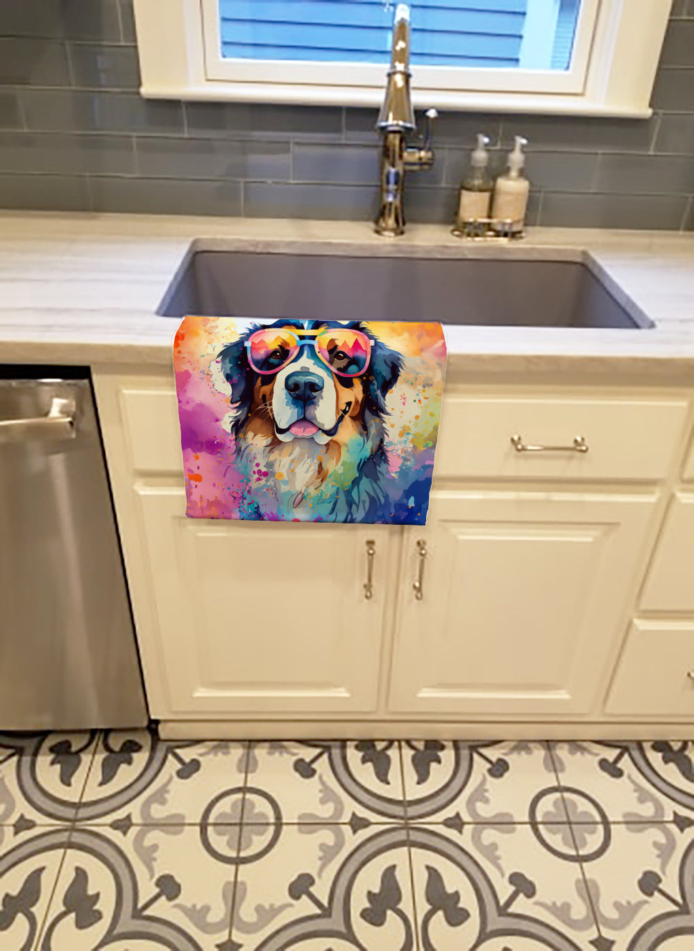 Bernese Mountain Dog Hippie Dawg Kitchen Towel