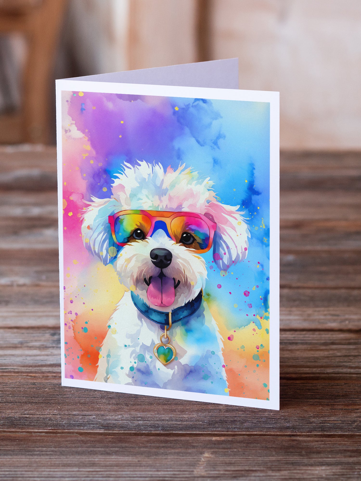 Buy this Bichon Frise Hippie Dawg Greeting Cards Pack of 8