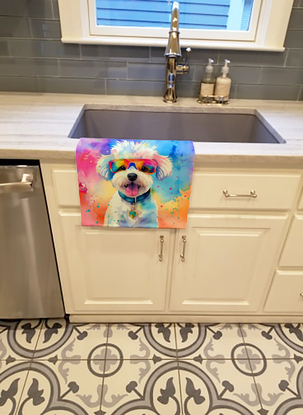 Bichon Frise Hippie Dawg Kitchen Towel