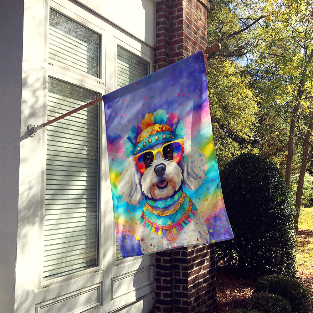 Buy this Bichon Frise Hippie Dawg House Flag