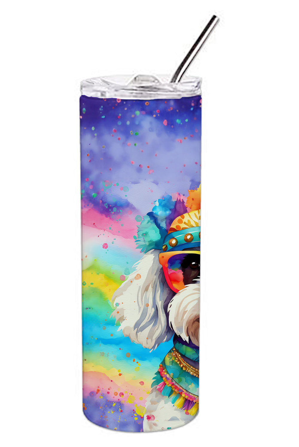 Buy this Bichon Frise Hippie Dawg Stainless Steel Skinny Tumbler
