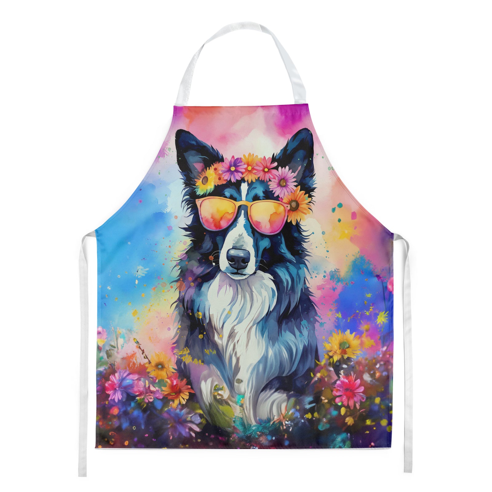 Caroline's Treasures Border Collie Hippie Dawg Apron – Artist-Designed Kitchen, BBQ & Craft Apron