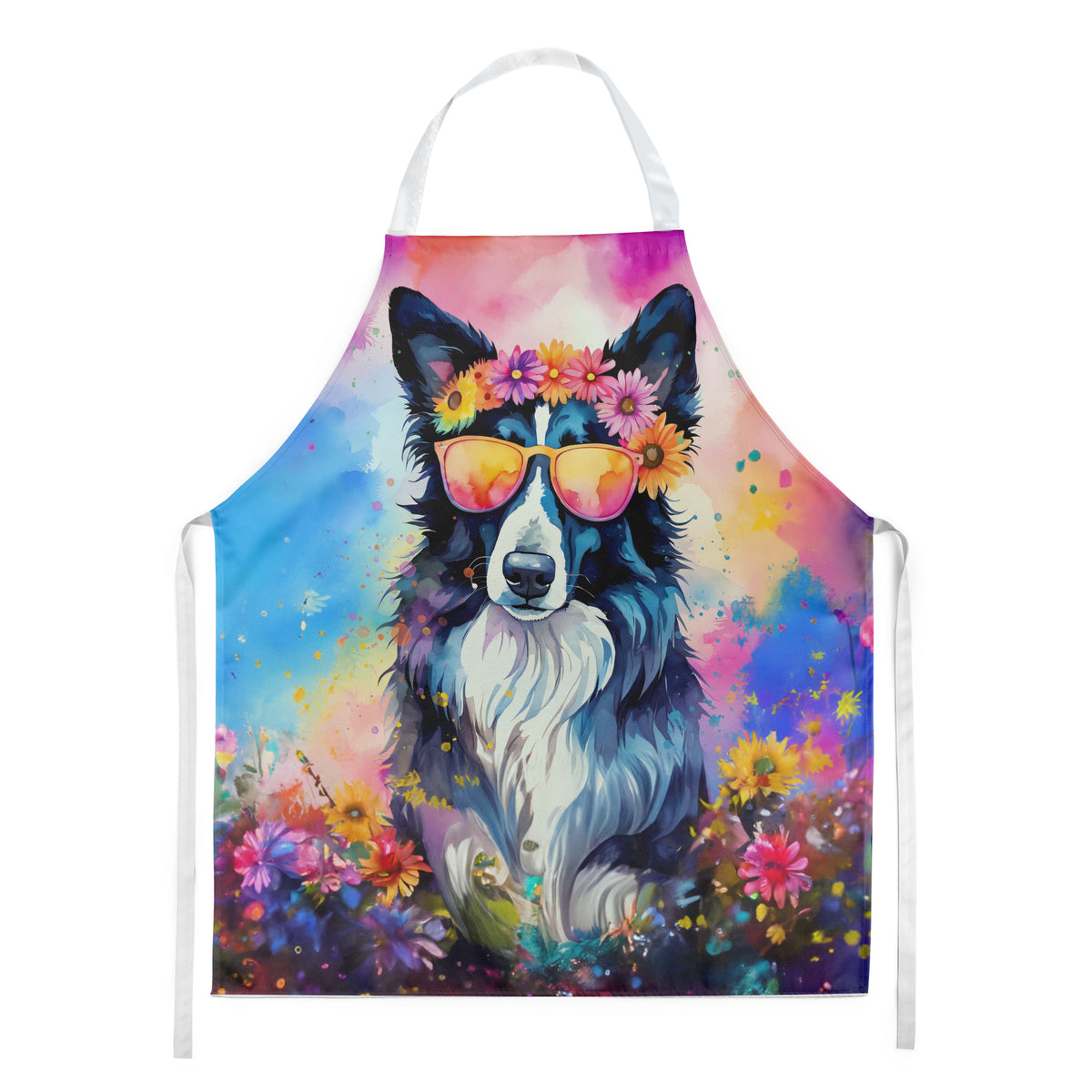 Caroline's Treasures Border Collie Hippie Dawg Apron – Artist-Designed Kitchen, BBQ & Craft Apron