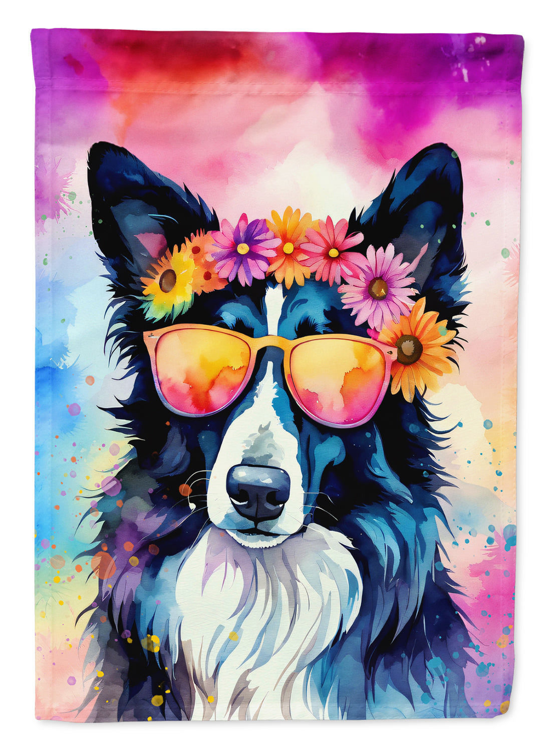 Buy this Border Collie Hippie Dawg House Flag