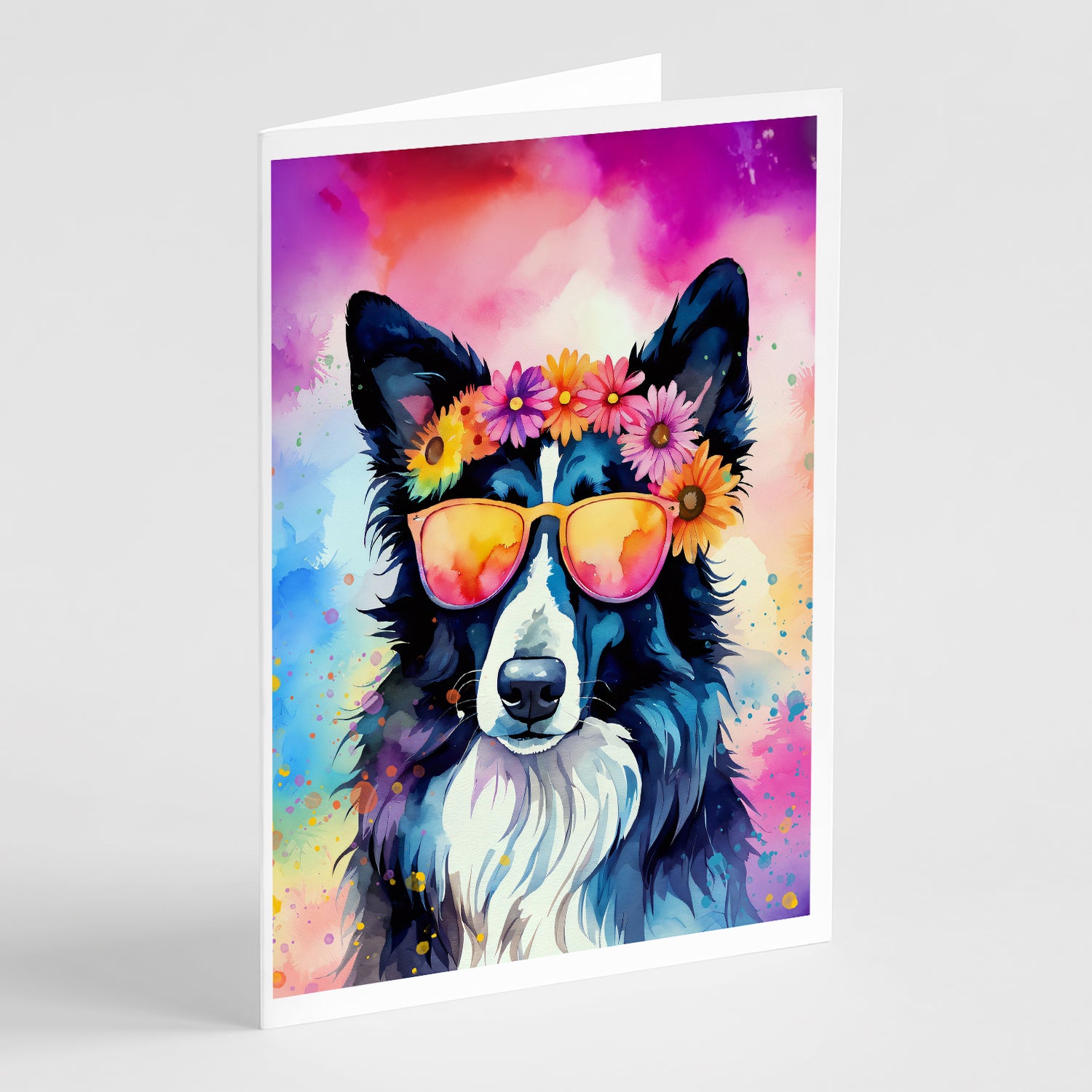 Buy this Border Collie Hippie Dawg Greeting Cards Pack of 8