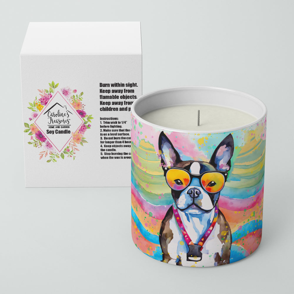 Buy this Boston Terrier Hippie Dawg Decorative Soy Candle