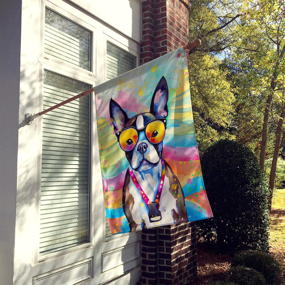 Buy this Boston Terrier Hippie Dawg House Flag