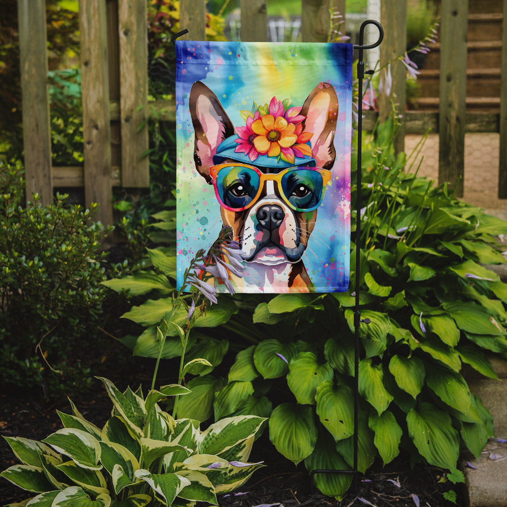 Buy this Boston Terrier Hippie Dawg Garden Flag