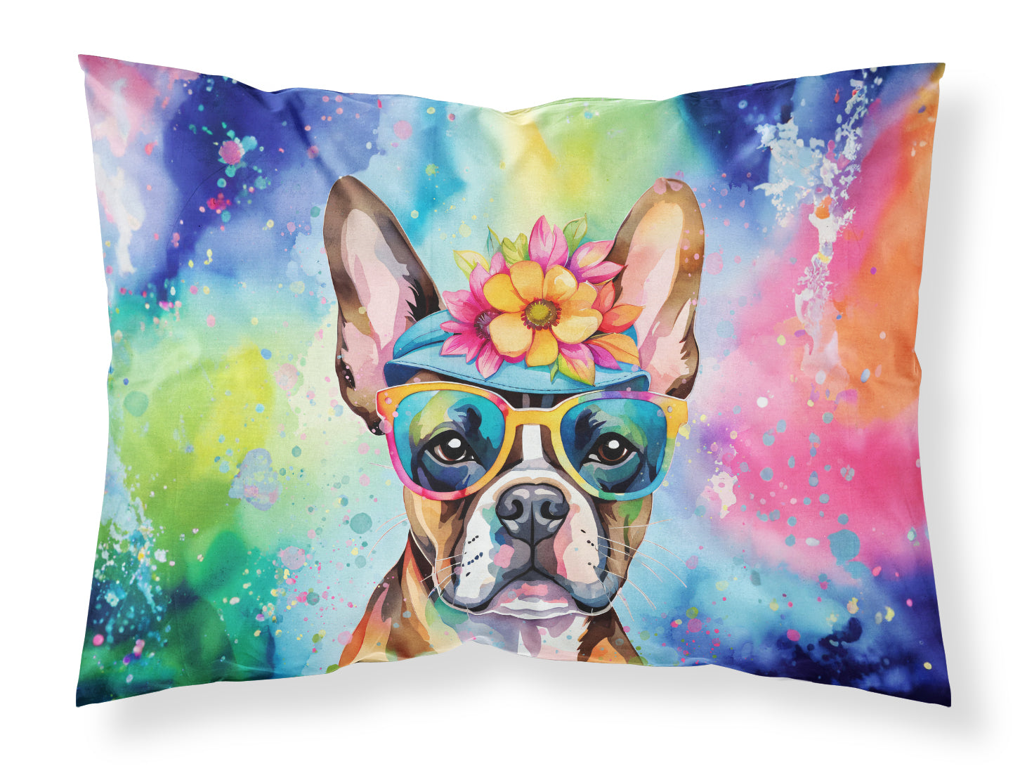 Buy this Boston Terrier Hippie Dawg Standard Pillowcase