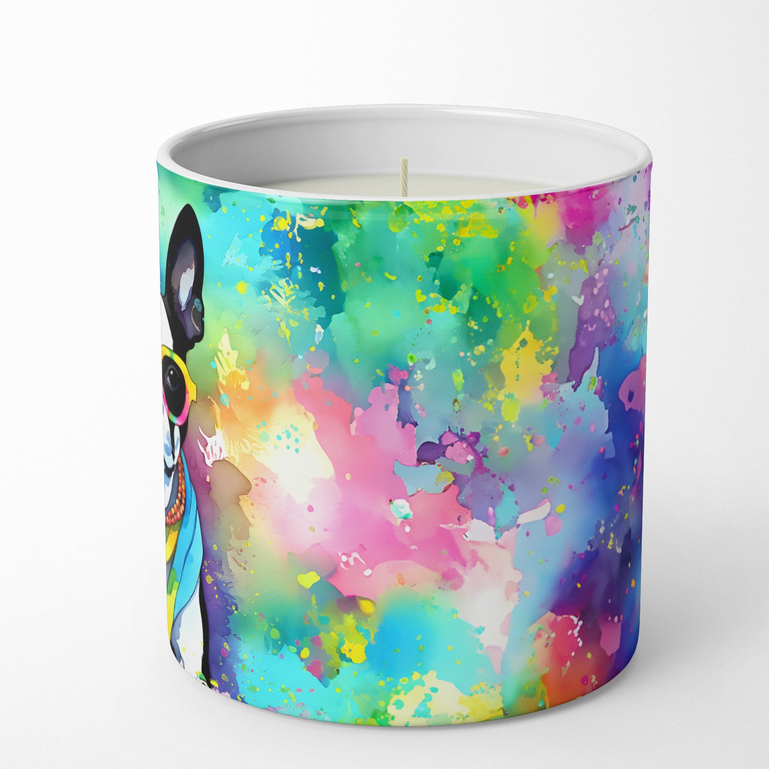 Boston Terrier Hippie Dawg Decorative Soy Candle