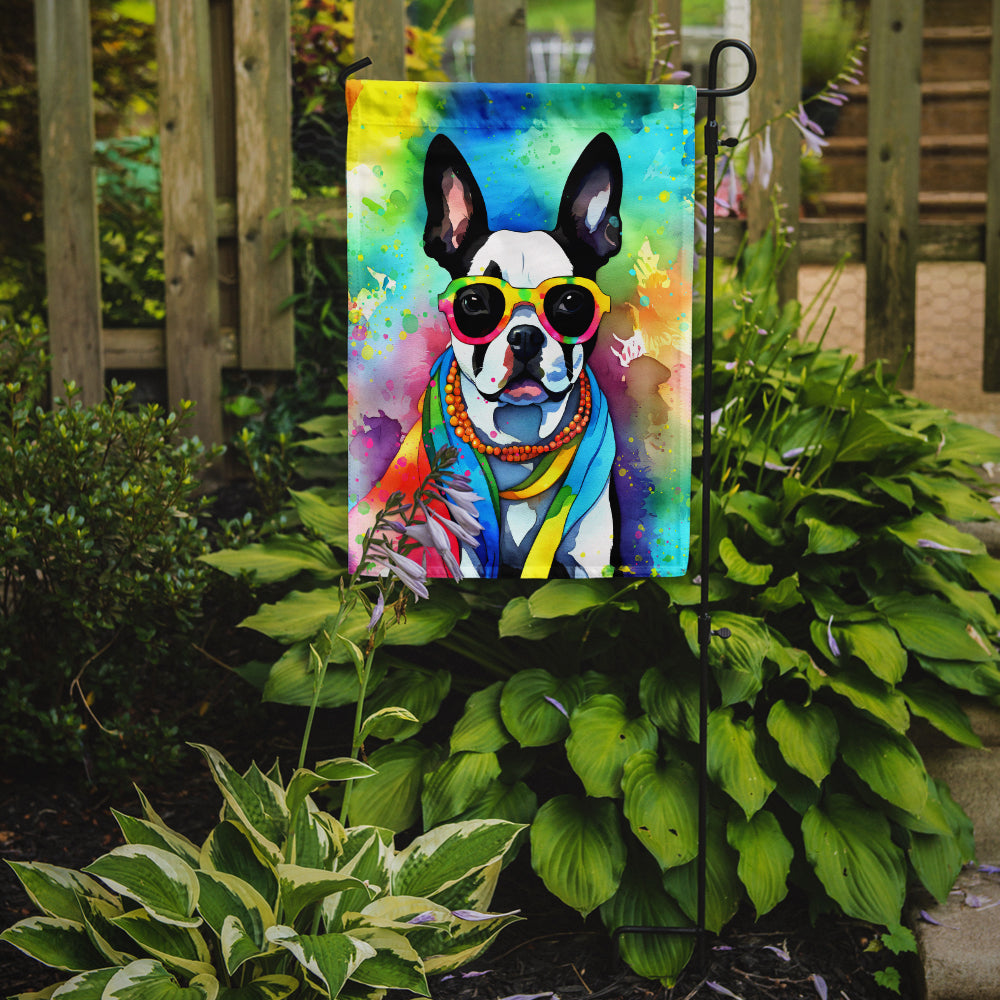Buy this Boston Terrier Hippie Dawg Garden Flag