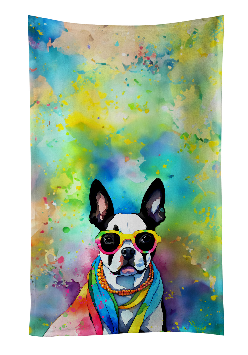 Buy this Boston Terrier Hippie Dawg Kitchen Towel