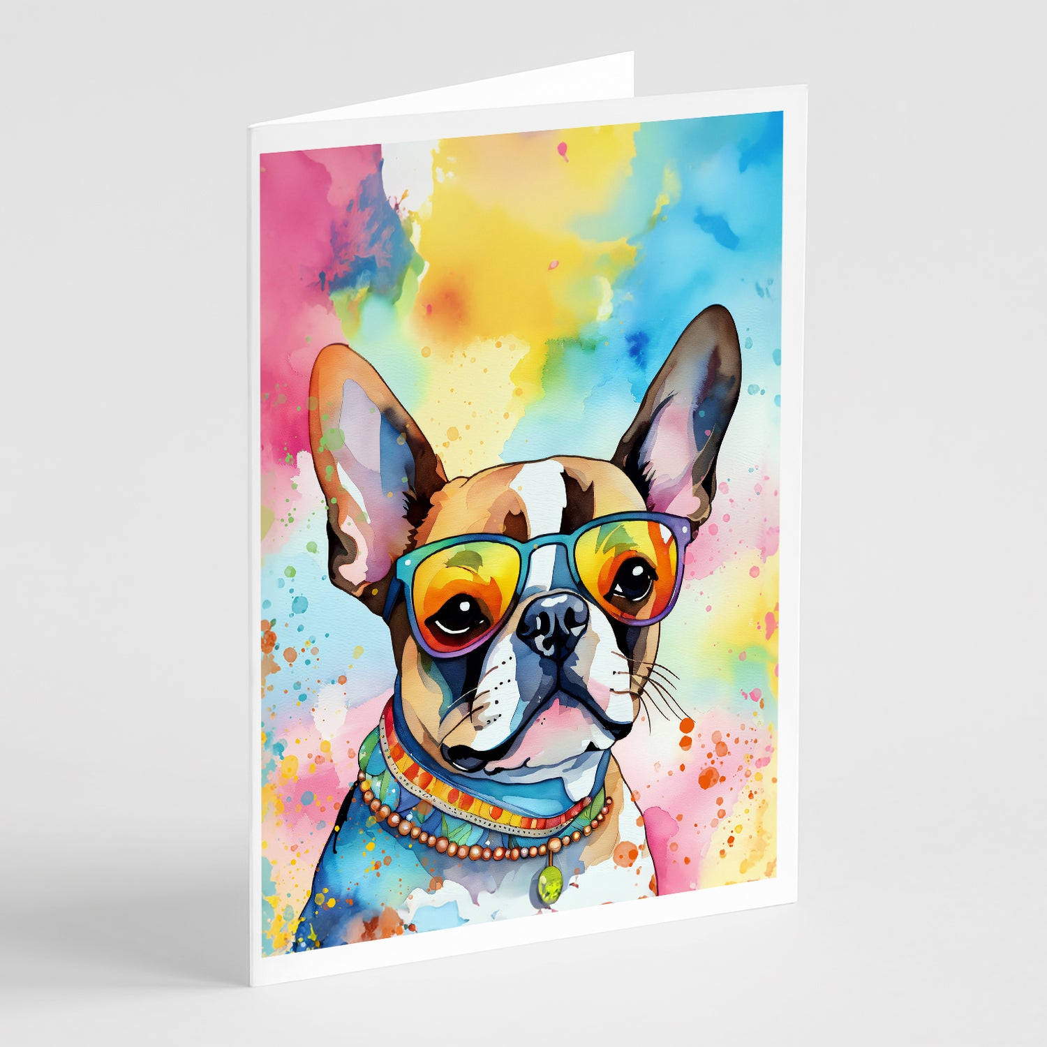 Buy this Boston Terrier Hippie Dawg Greeting Cards Pack of 8