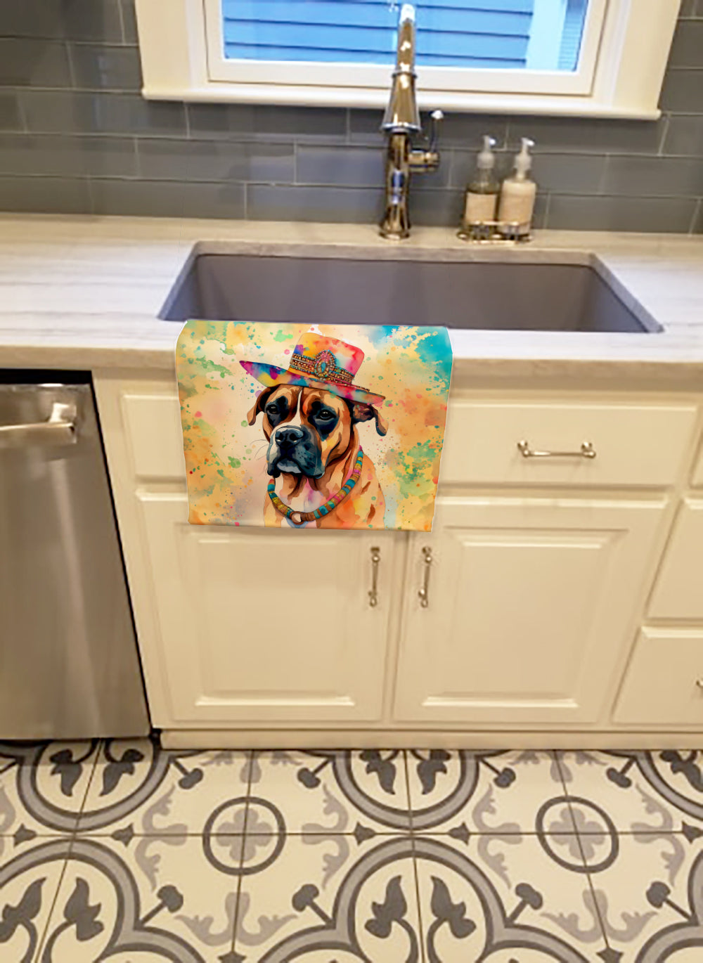 Boxer Hippie Dawg Kitchen Towel