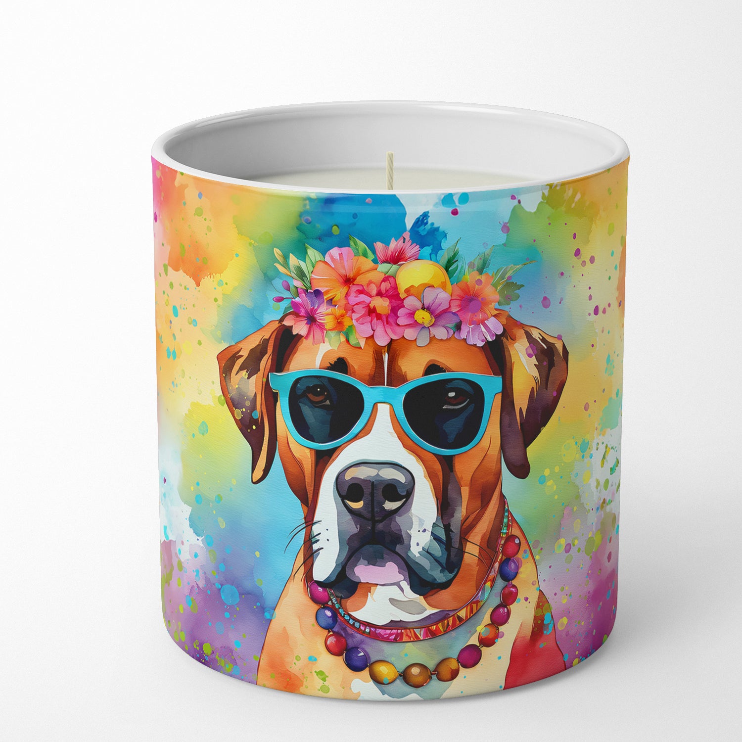 Caroline's Treasures Boxer Hippie Dawg Decorative Soy Candle
