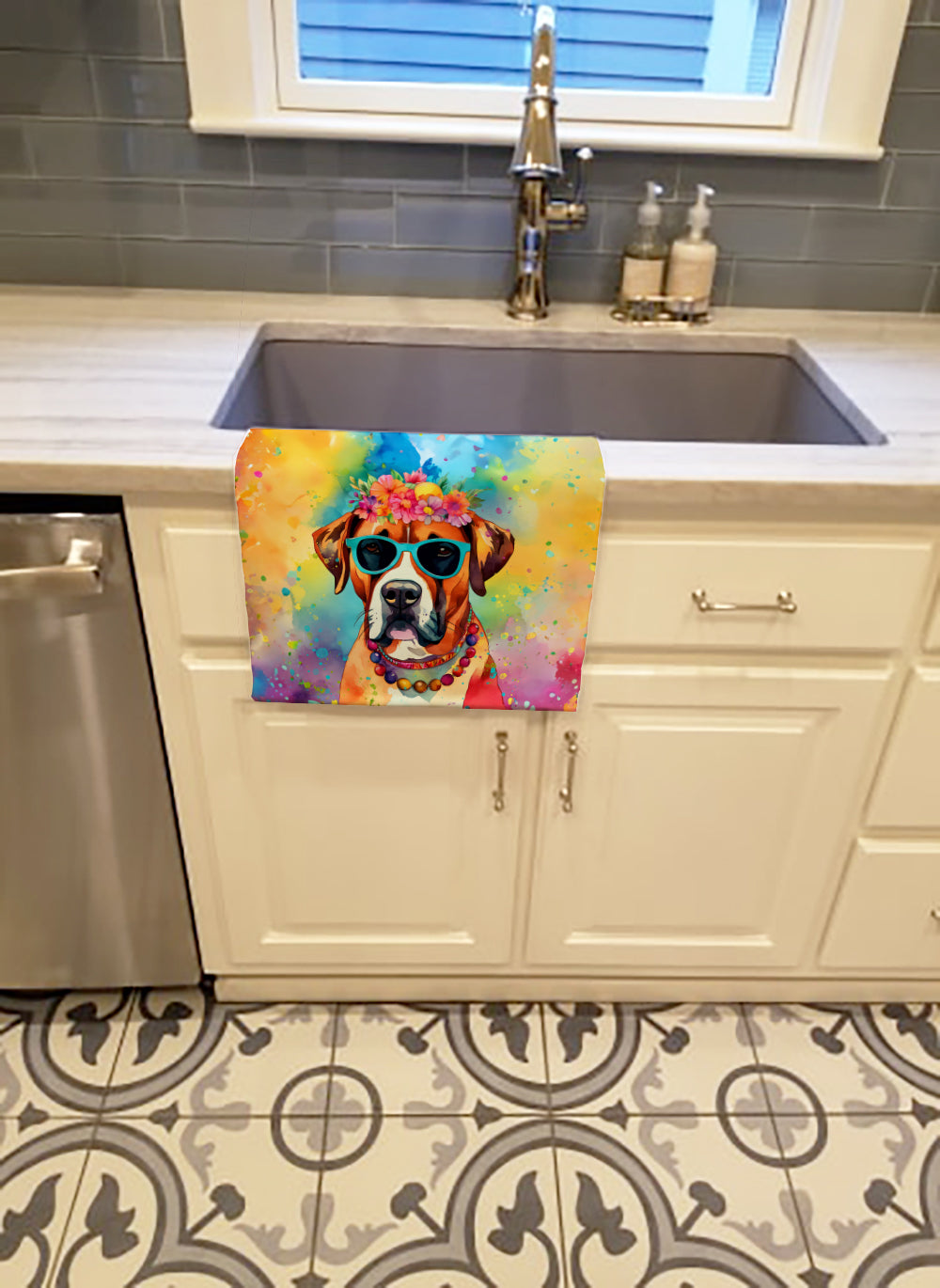 Boxer Hippie Dawg Kitchen Towel