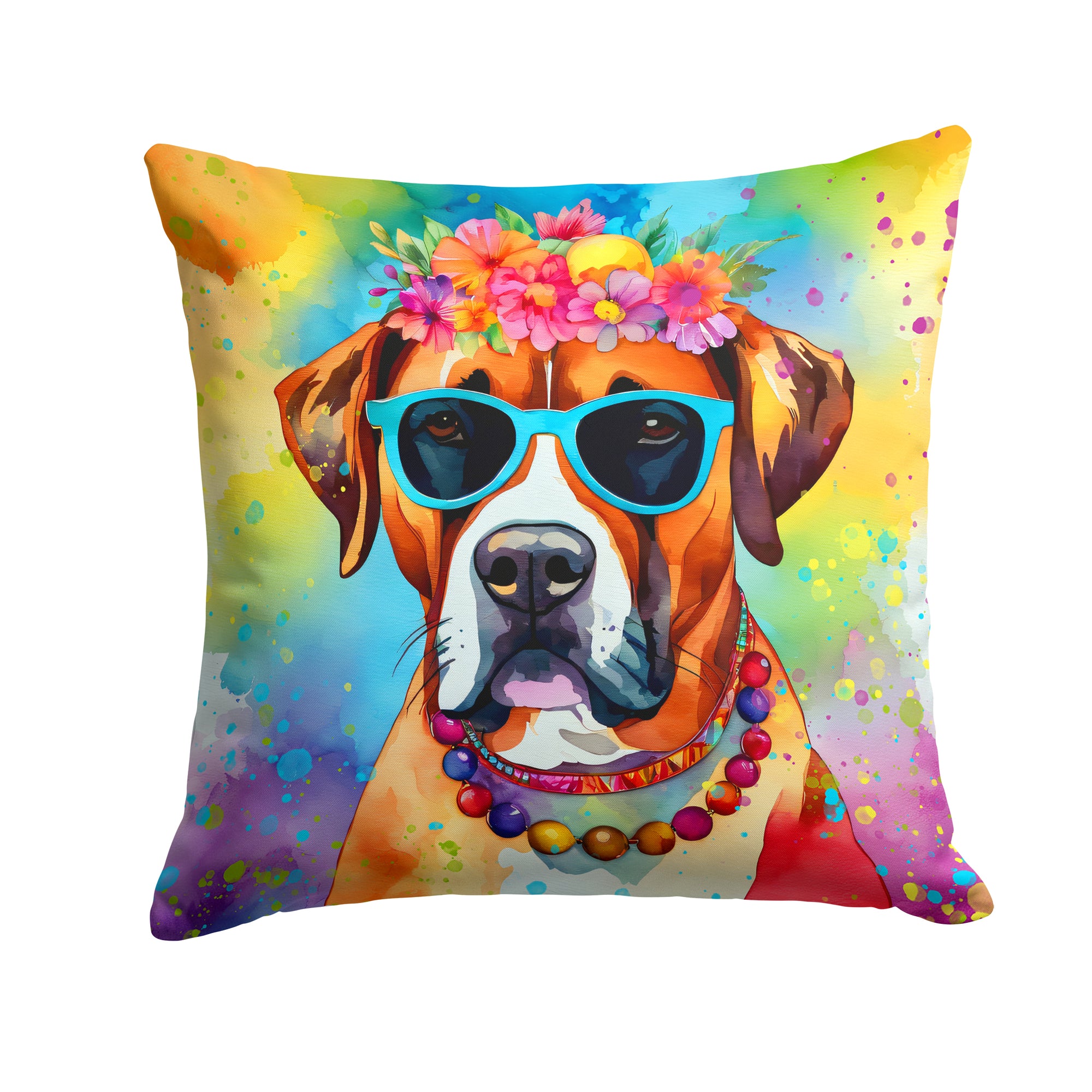 Buy this Boxer Hippie Dawg Fabric Decorative Pillow