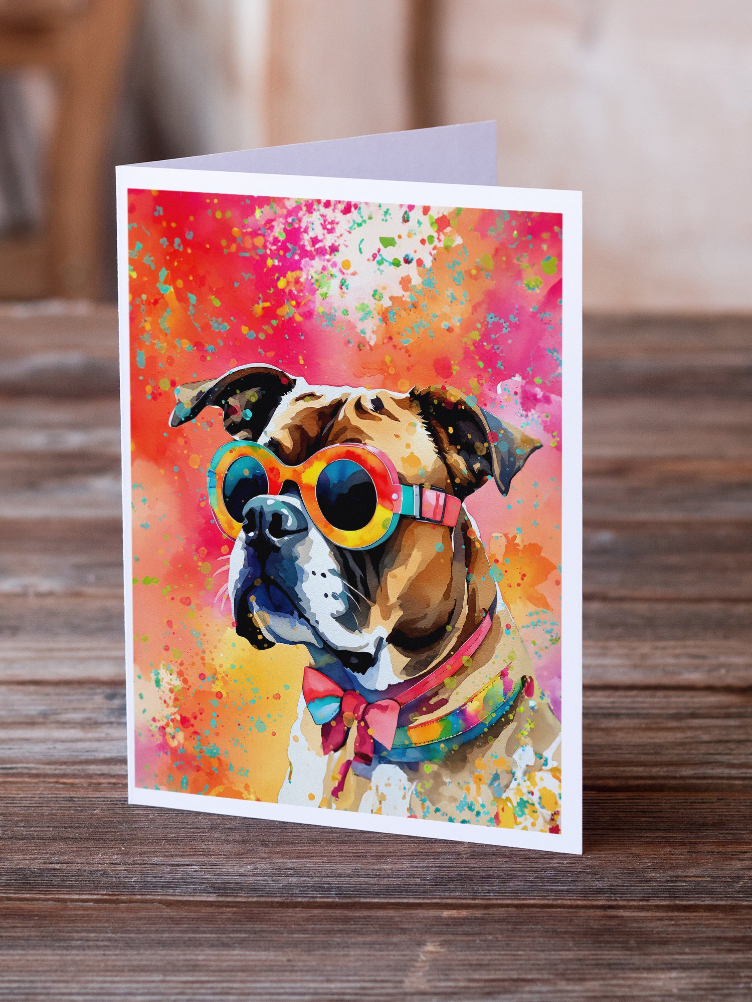 Boxer Hippie Dawg Greeting Cards Pack of 8