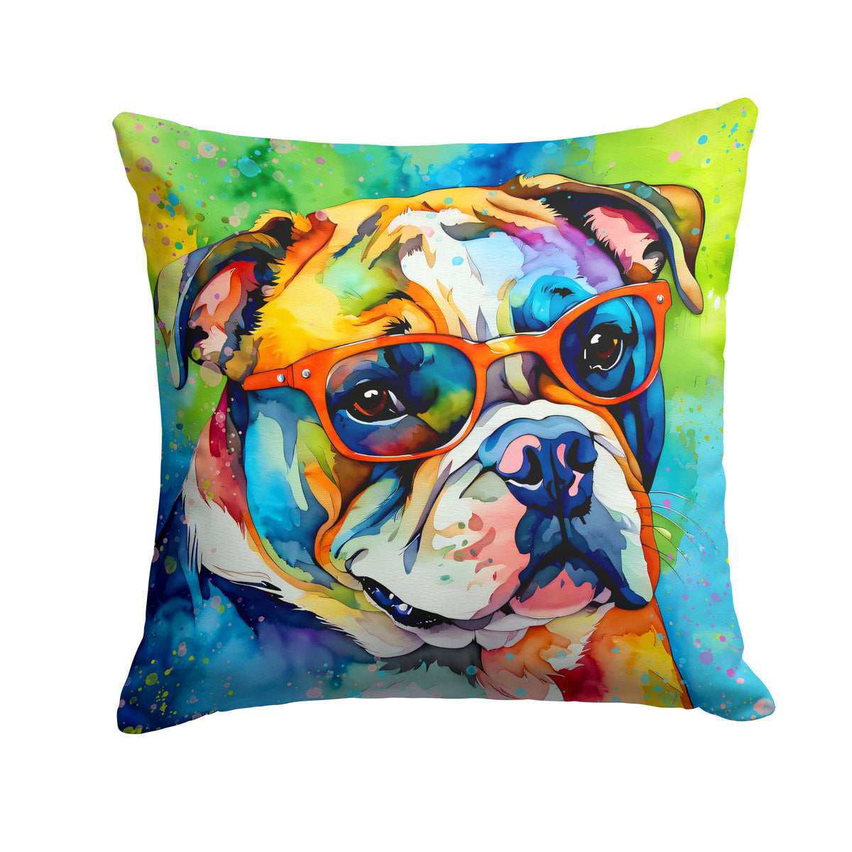 Buy this English Bulldog Hippie Dawg Fabric Decorative Pillow