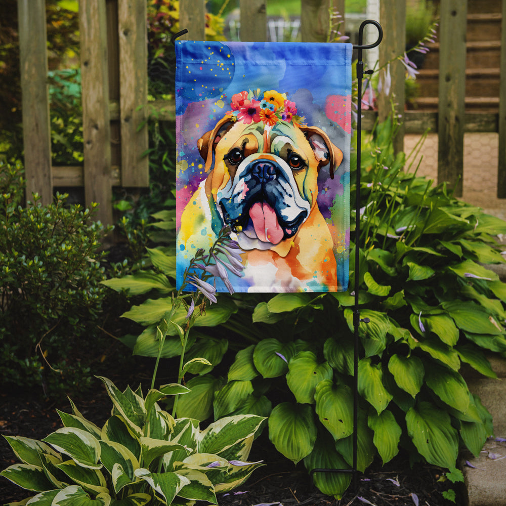 Buy this English Bulldog Hippie Dawg Garden Flag