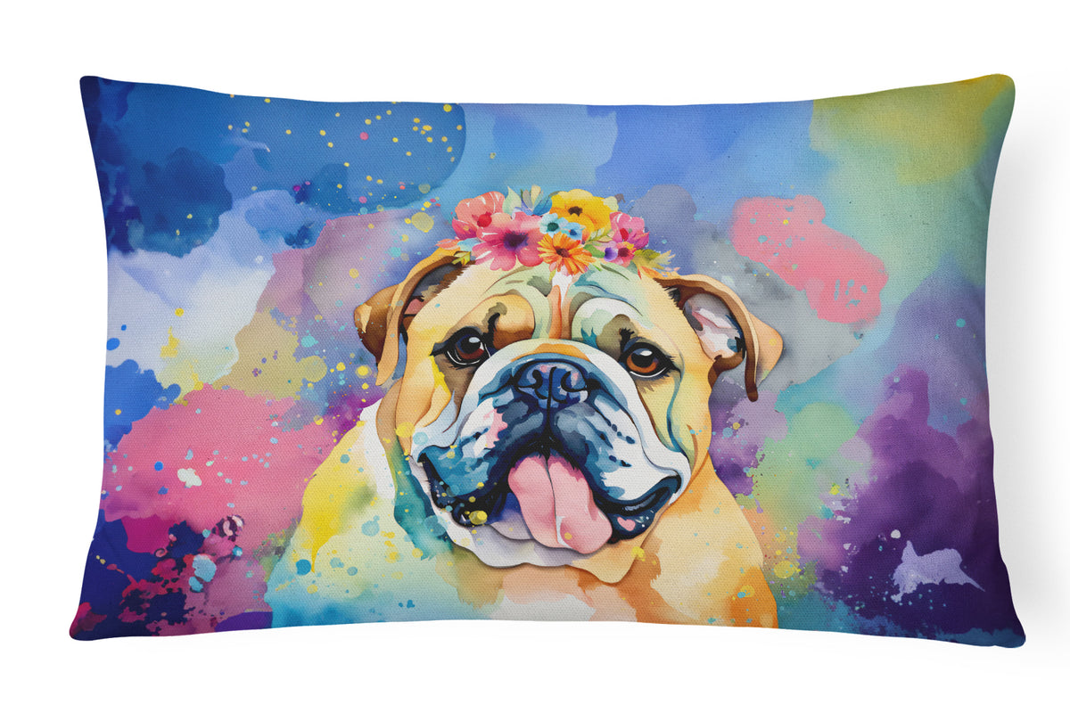 Buy this English Bulldog Hippie Dawg Fabric Decorative Pillow