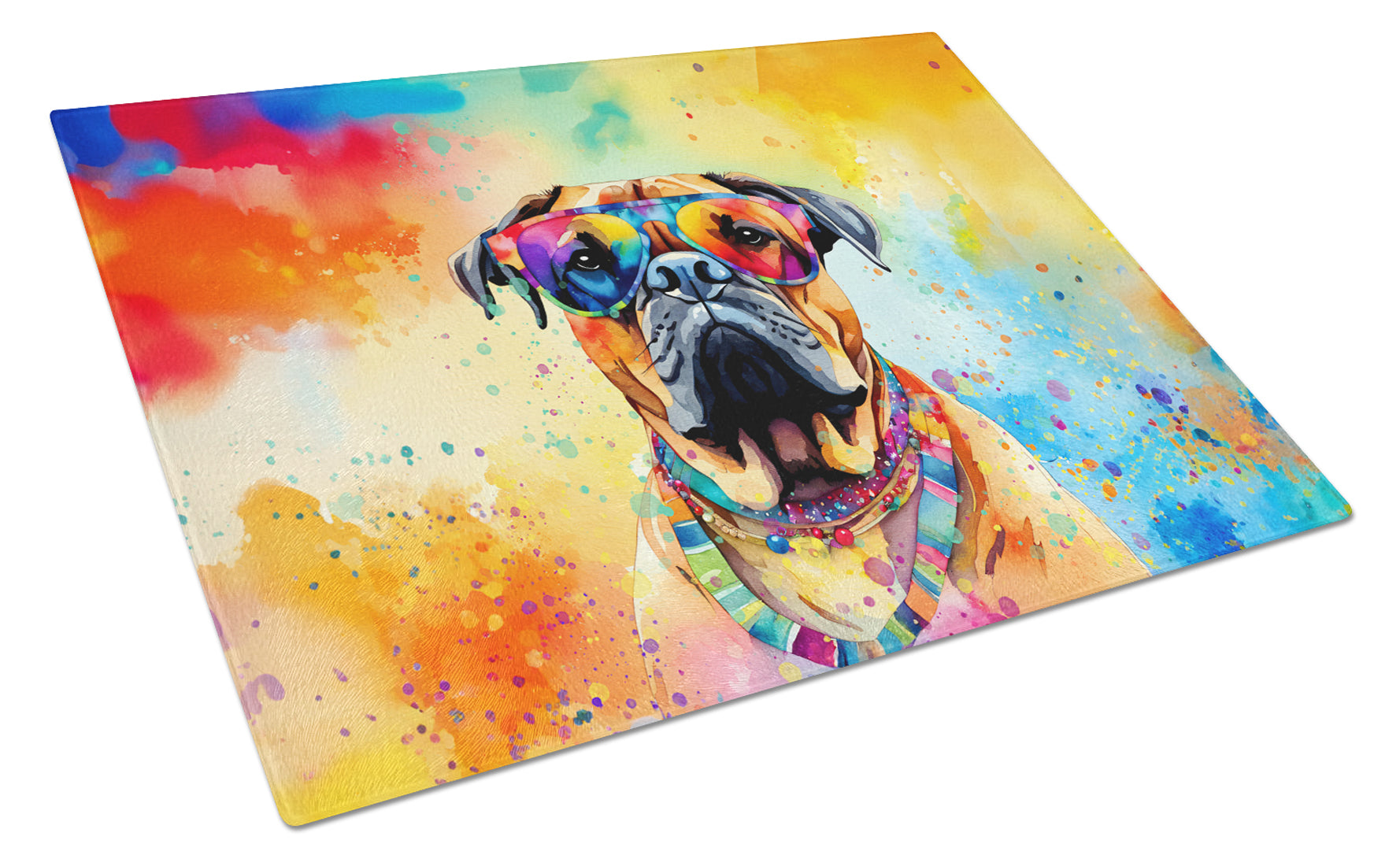 Buy this Bullmastiff Hippie Dawg Glass Cutting Board Large
