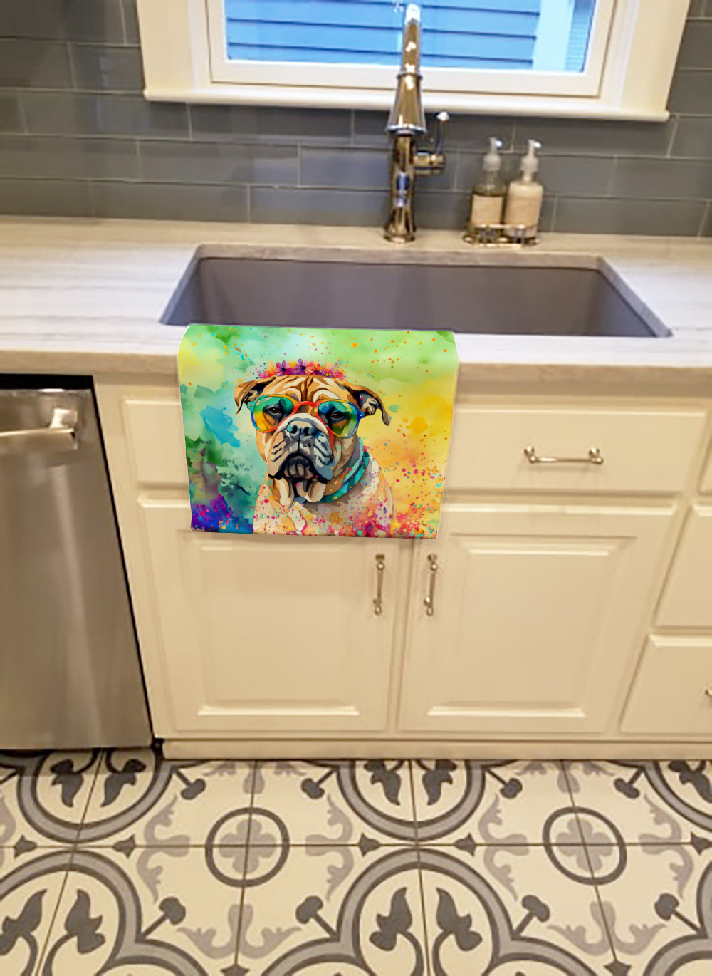 Bullmastiff Hippie Dawg Kitchen Towel