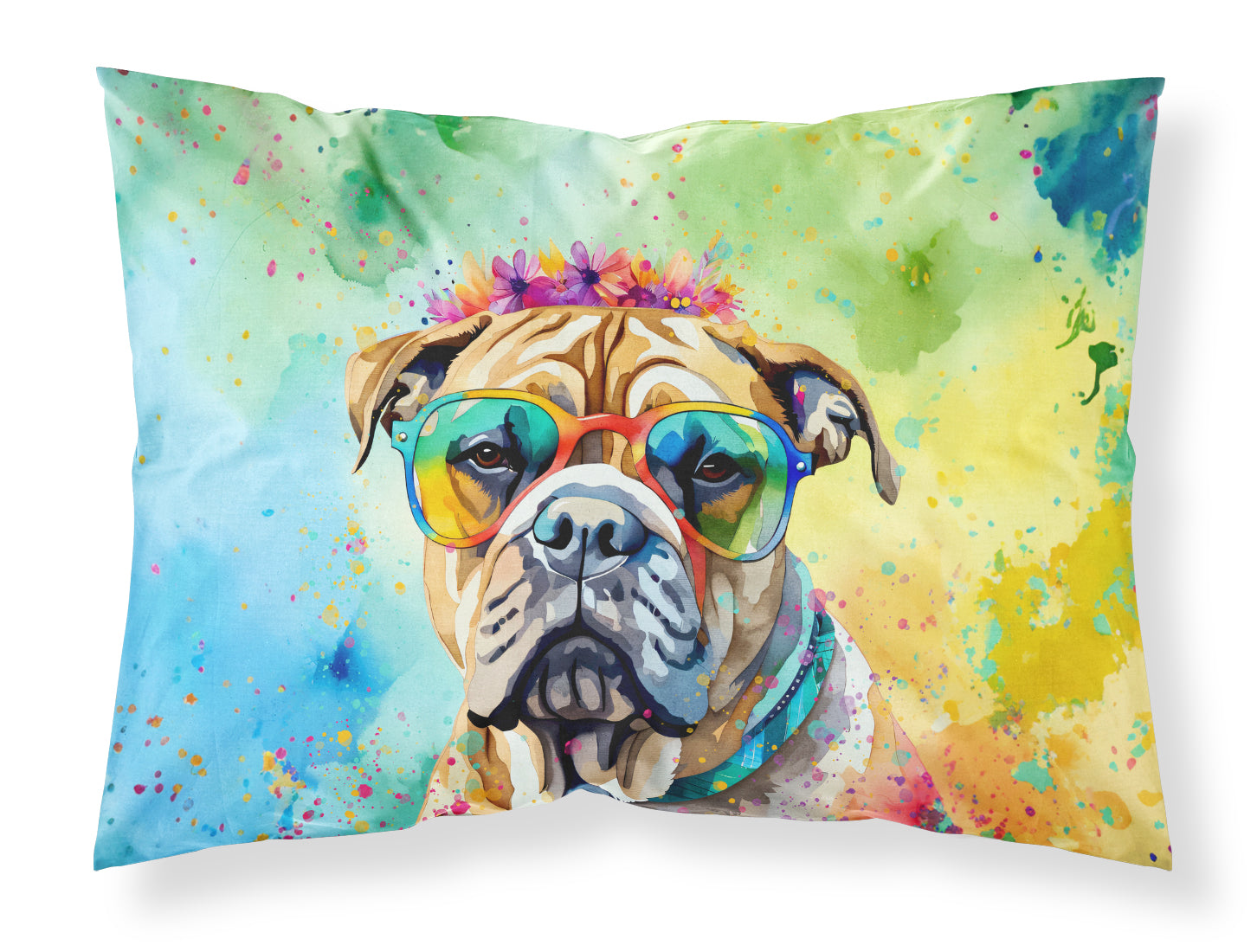 Caroline's Treasures Bullmastiff Hippie Dawg Standard Pillowcase – Artistic Decorative Front, White Back